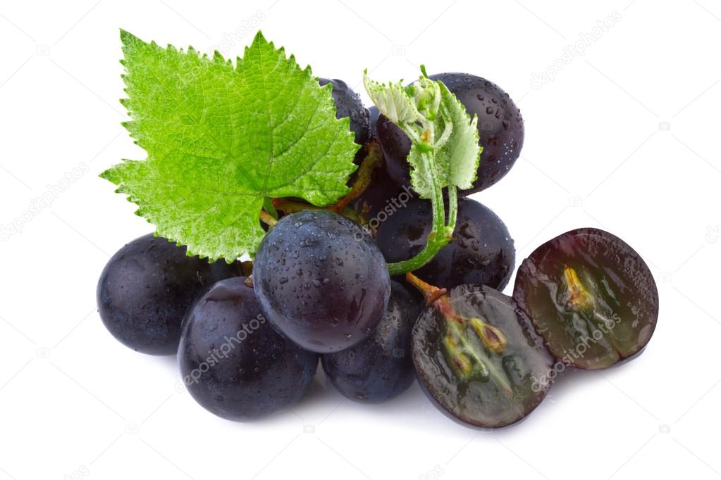 Dark grape in closeup isolated on white background