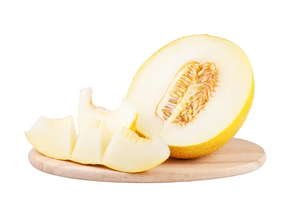 Sweet melon on wooden carving board — Stock Photo, Image