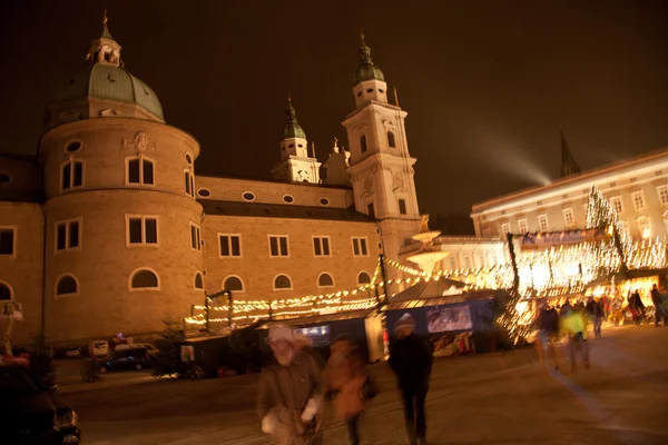 Boże Narodzenie Katedra rynku i salzburg, austria — Zdjęcie stockowe