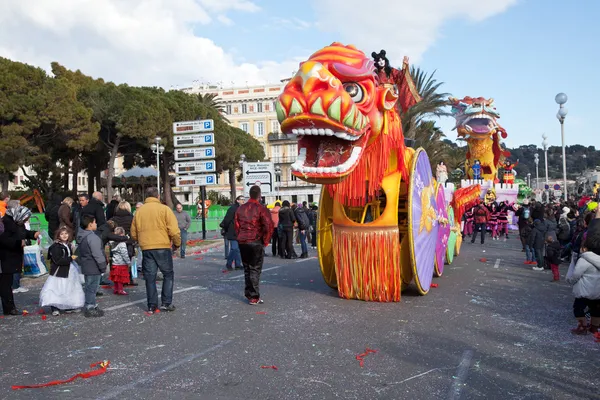 Carnival of Nice in French Riviera.The theme for 2013 was King of the five continents. Nice, France - Feb 26, 2013 — Stock Photo, Image