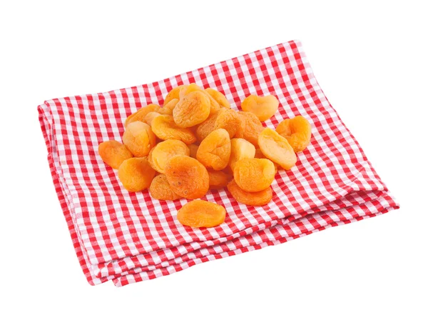 Dried Apricots on a kitchen napkin — Stock Photo, Image