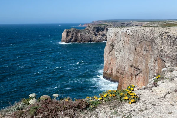 Portekiz kıyısında kayalık yakınında sagres — Stok fotoğraf