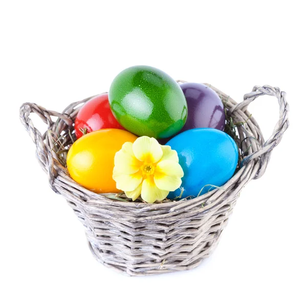 Húsvéti tojás kosárban — Stock Fotó