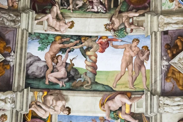 Pádu Adama a Evy, Sixtinská kaple — Stock fotografie