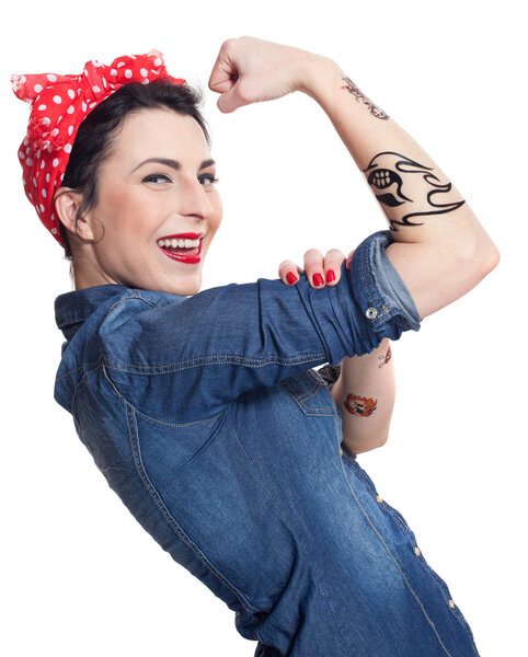 Woman in denim shirt