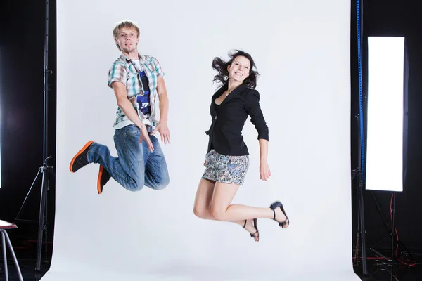 Jump around in the studio — Stock Photo, Image