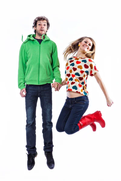 Couple jumping — Stock Photo, Image