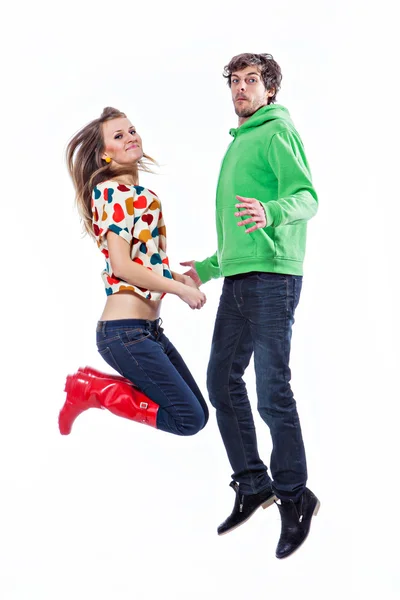 Couple jumping — Stock Photo, Image