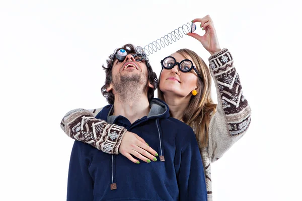 Pareja en gafas divertidas — Foto de Stock