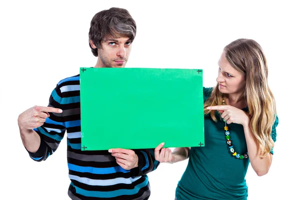 Couple with green board — Stock Photo, Image