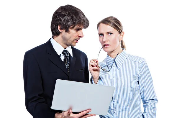 Business couple with computer — Stock Photo, Image