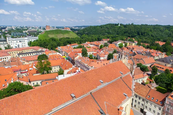 Panorama starego miasta w Wilnie i zamek — Zdjęcie stockowe