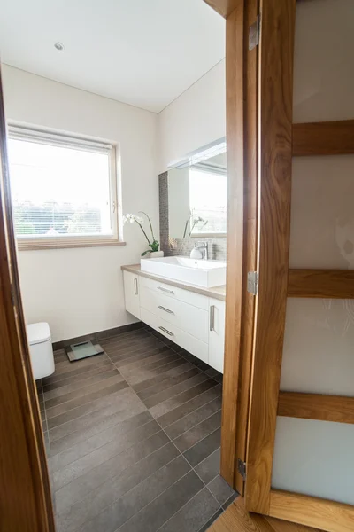 Bright bathroom with sink and wc — Stock Photo, Image