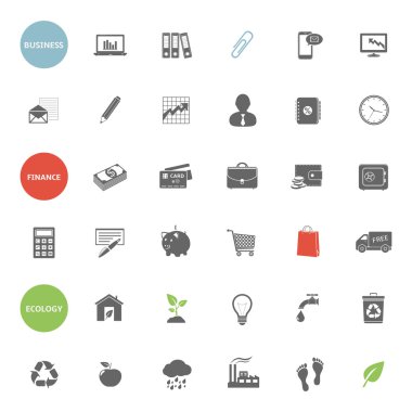 iş, finans ve ekoloji Icons set