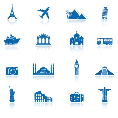 Travel and landmarks icons clipart