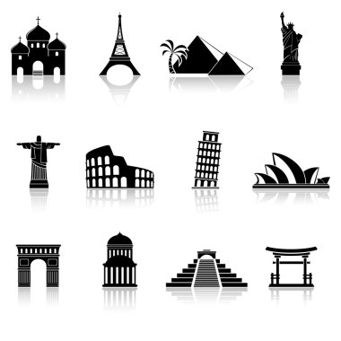 Dünya ünlü binalar soyut silhouettes