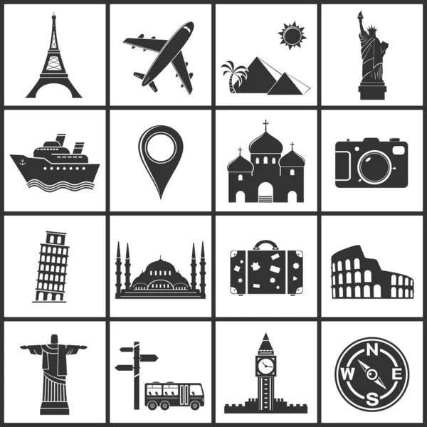 Landmarks & transportation icons — Stock Vector