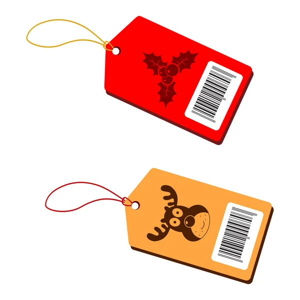 Étiquettes de prix de Noël avec code à barres — Image vectorielle