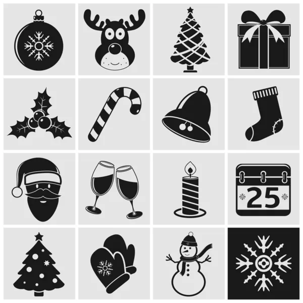 Conjunto de iconos de Navidad e invierno — Vector de stock