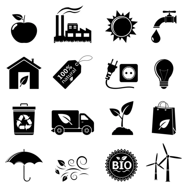 Zbiór ikon ekologii i środowiska. — Wektor stockowy