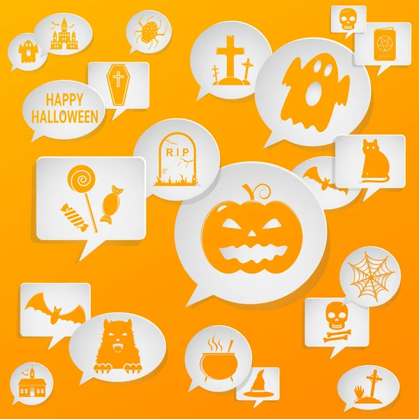 Beszéd buborékok a halloween szimbólumokkal — Stock Vector