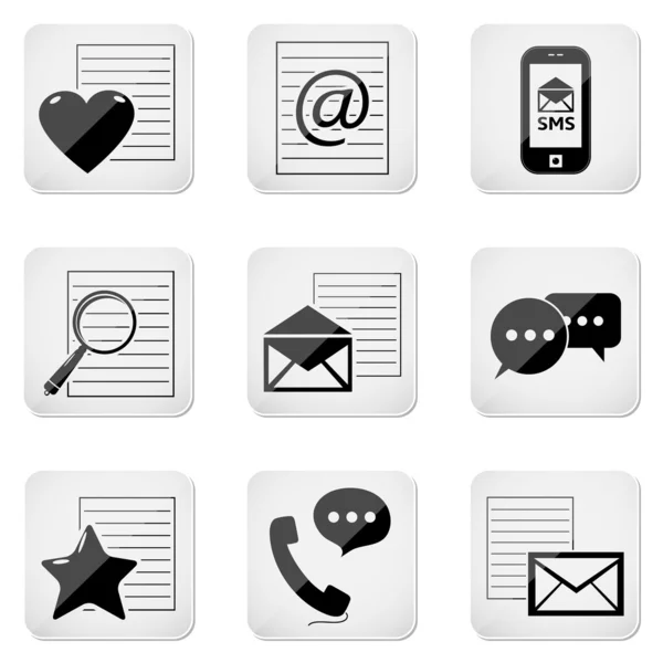 E-mail icons, contact buttons set — Stock Vector