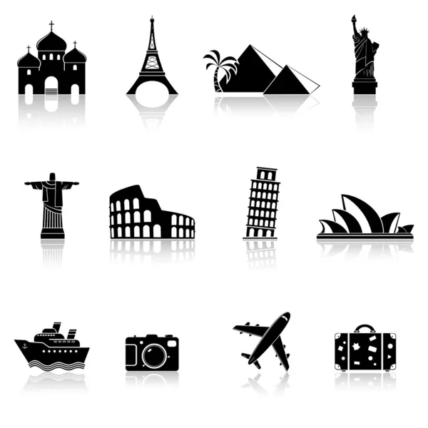 Travel and landmarks icons — Stock Vector