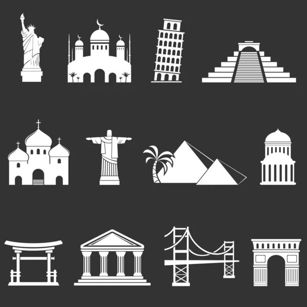 World sights icons set Stock Vector