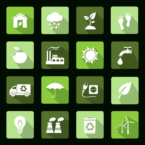 Ecología vector iconos planos conjunto — Vector de stock