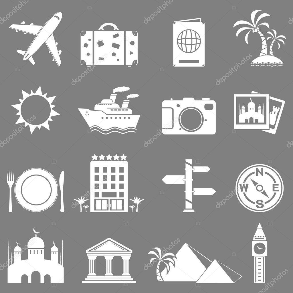 Travel and landmarks icons set