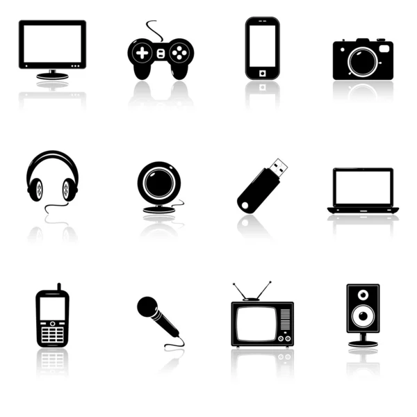 Technology black icons — Stock Vector