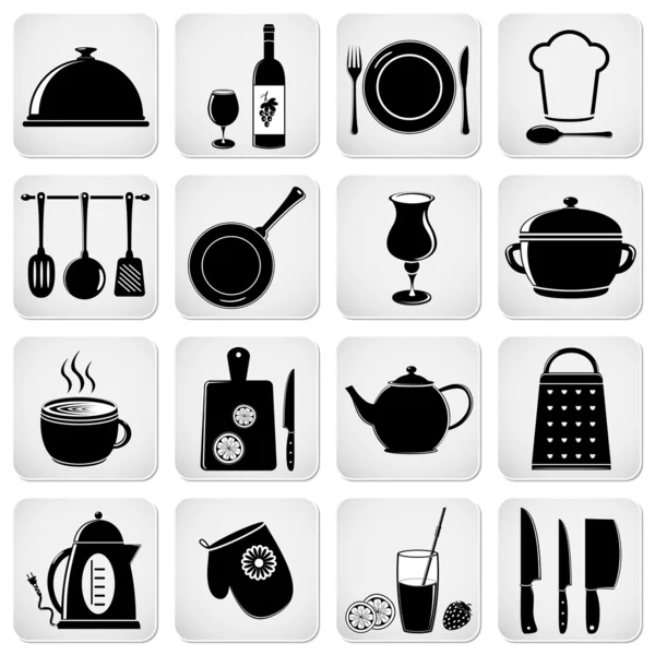 Iconos de cocina y cocina — Archivo Imágenes Vectoriales