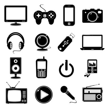 siyah teknoloji simgeleri