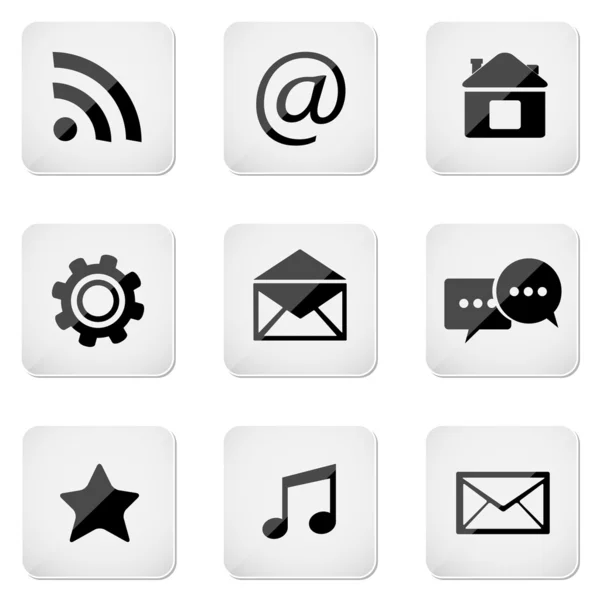 Kontakttasten gesetzt, E-Mail-Icons — Stockvektor