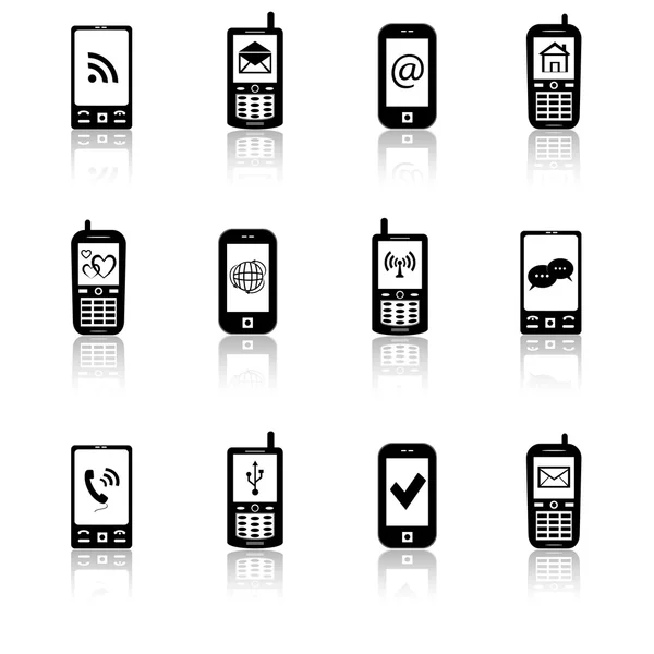 Telefon-Icons mit Kontaktschildern — Stockvektor