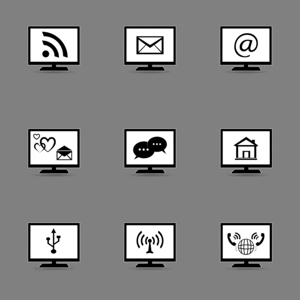 Monitorear iconos — Archivo Imágenes Vectoriales