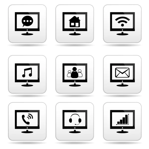 Monitor icons with signs — Stock Vector