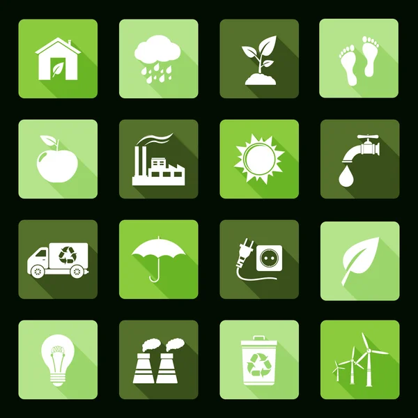 Ecología iconos planos — Vector de stock