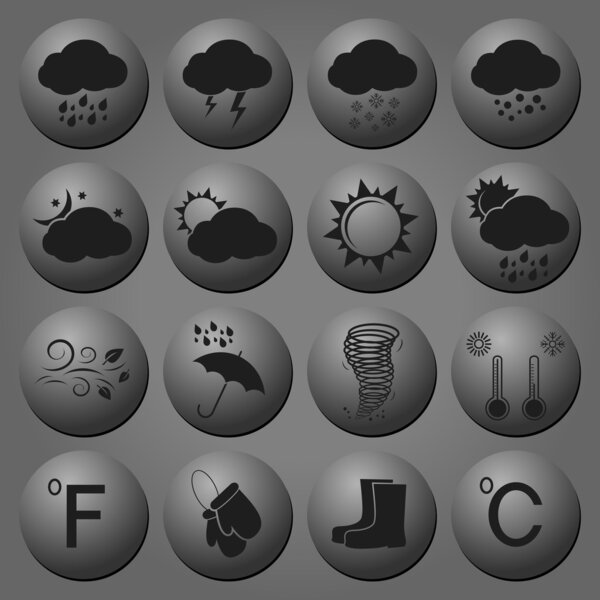 Web buttons, weather icons