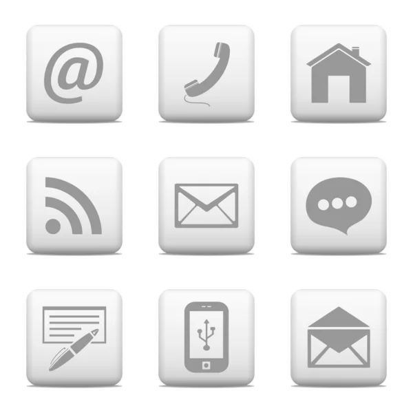 Set pulsanti di contatto, icone e-mail — Vettoriale Stock