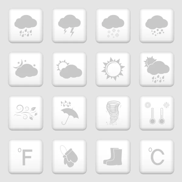 Pulsanti Web, icone meteo — Vettoriale Stock