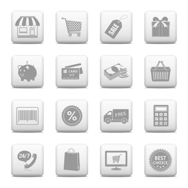 Bottoni web, icone dello shopping — Vettoriale Stock