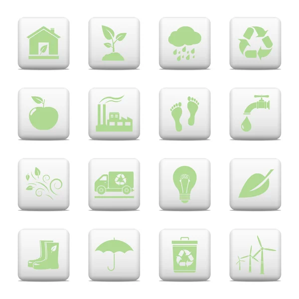 Botones web, iconos de ecología — Archivo Imágenes Vectoriales