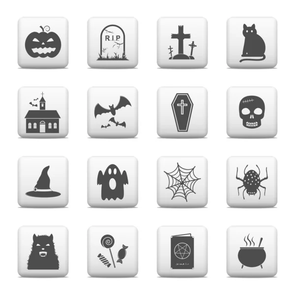 Web buttons, Halloween icons — Stock Vector