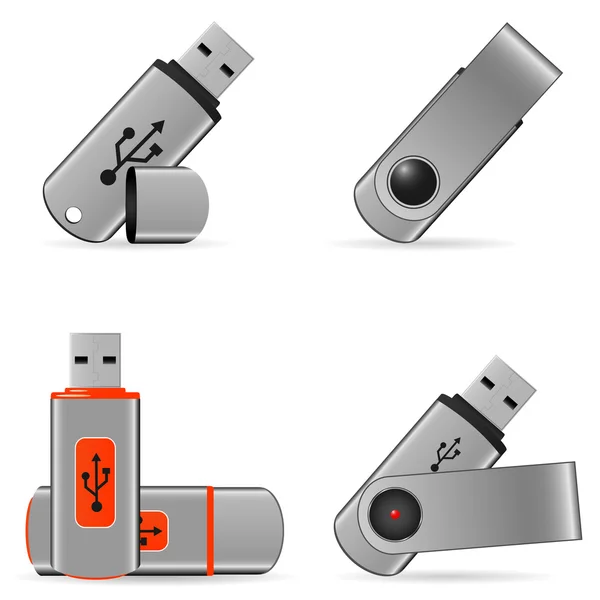 Set voor usb pen drive geheugen — Stockvector