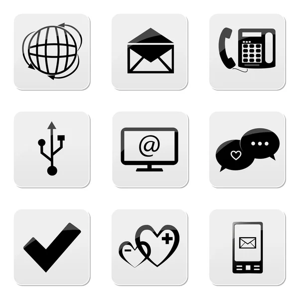 Web buttons, communication icons set — Stock Vector