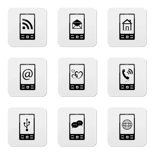 Botões Web, ícones de smartphones — Vetor de Stock