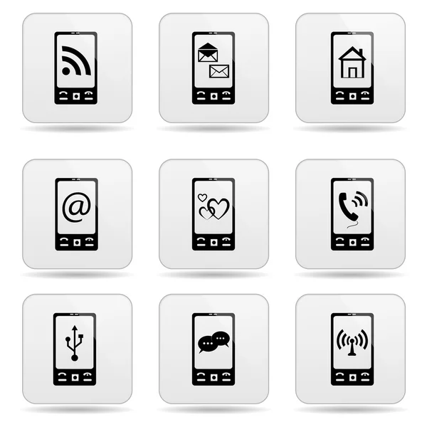 Botones web, iconos de teléfonos inteligentes — Archivo Imágenes Vectoriales