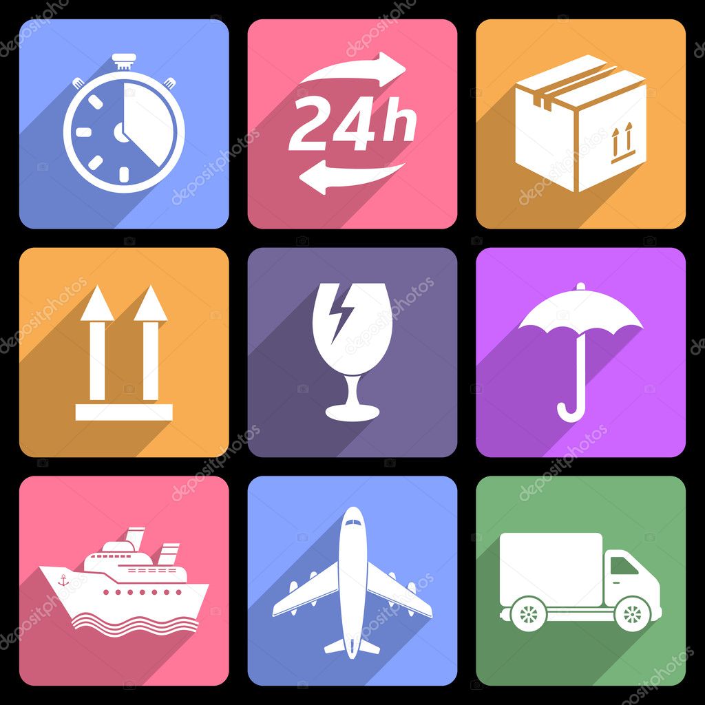 Shipping and delivery flat icons