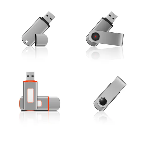Conjunto de memoria USB pen drive — Vector de stock